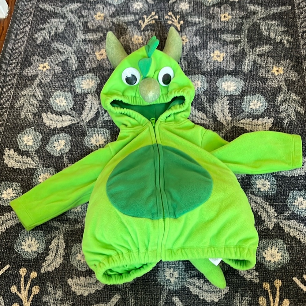 🐉 Carter’s Dino/Dragon Costume — 3-6months- Green with horns